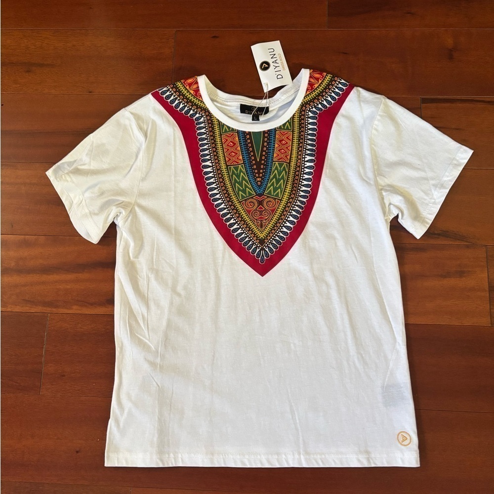 Diyanu kids white and red daishiki tee